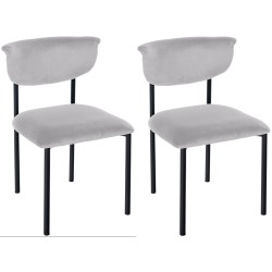 Juego de 2 sillas de visita Gambell, de terciopelo gris