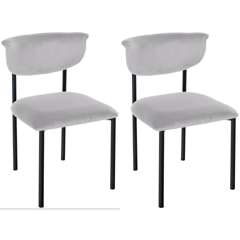 Juego de 2 sillas de visita Gambell, de terciopelo gris