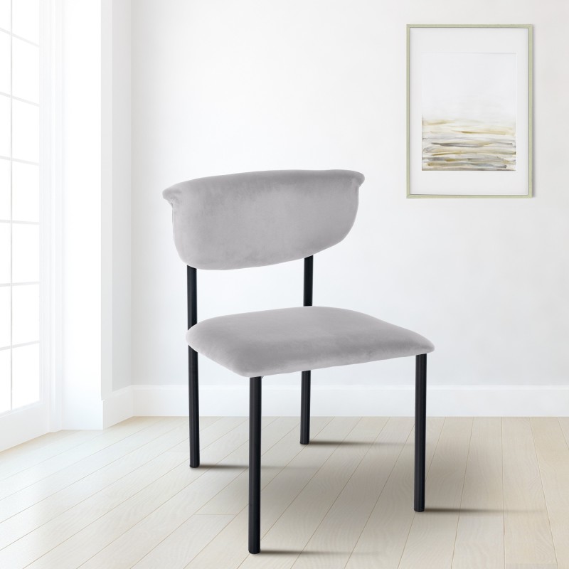 Juego de 2 sillas de visita Gambell, de terciopelo gris