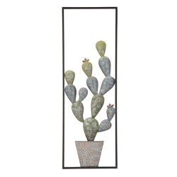 Decoración de pared con marco de cactus industrial – Modelo A – 31x90 cm – Estilo taller y naturaleza