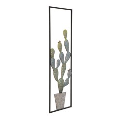 Decoración de pared con marco de cactus industrial – Modelo A – 31x90 cm – Estilo taller y naturaleza