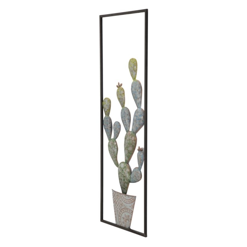 Decoración de pared con marco de cactus industrial – Modelo A – 31x90 cm – Estilo taller y naturaleza