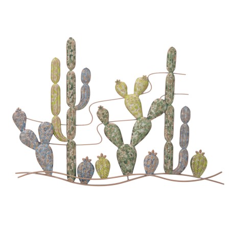 Decoración de pared estilo cactus industrial – Modelo B – 90x64 cm – Diseño metálico con un toque de verde