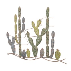 Decoración de pared estilo cactus industrial – Modelo B – 90x64 cm – Diseño metálico con un toque de verde