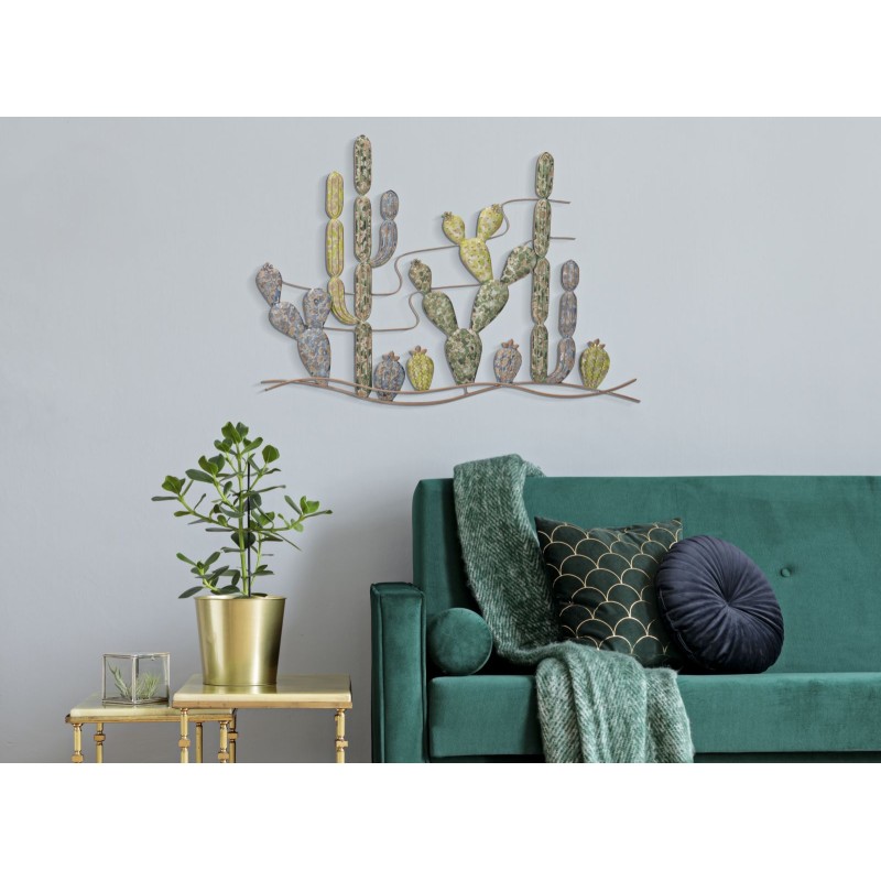 Decoración de pared estilo cactus industrial – Modelo B – 90x64 cm – Diseño metálico con un toque de verde