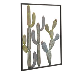 Decoración de pared con marco de cactus – Modelo C – 50x50 cm – Estilo industrial minimalista