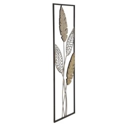 Decoración mural de hoja metálica – Modelo Foglie A – 30x91 cm – Elegancia industrial natural