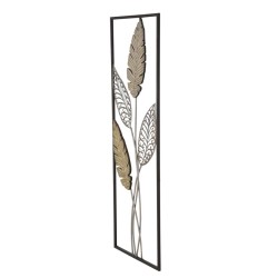 Decoración mural de hoja metálica – Modelo Foglie A – 30x91 cm – Elegancia industrial natural