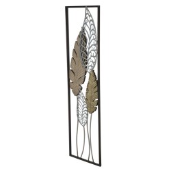 Decoración mural de pan de metal – Modelo Foglie B – 30x99 cm – Follaje moderno estilo loft