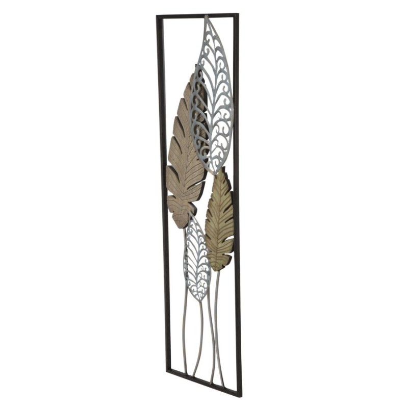Decoración mural de pan de metal – Modelo Foglie B – 30x99 cm – Follaje moderno estilo loft