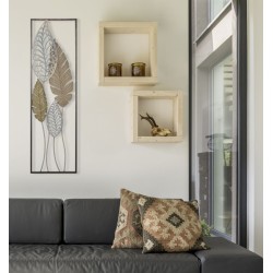 Decoración mural de pan de metal – Modelo Foglie B – 30x99 cm – Follaje moderno estilo loft