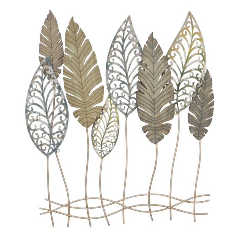 Decoración mural de hoja metálica – Modelo Foglie C – 75x87 cm – Estilo botánico industrial