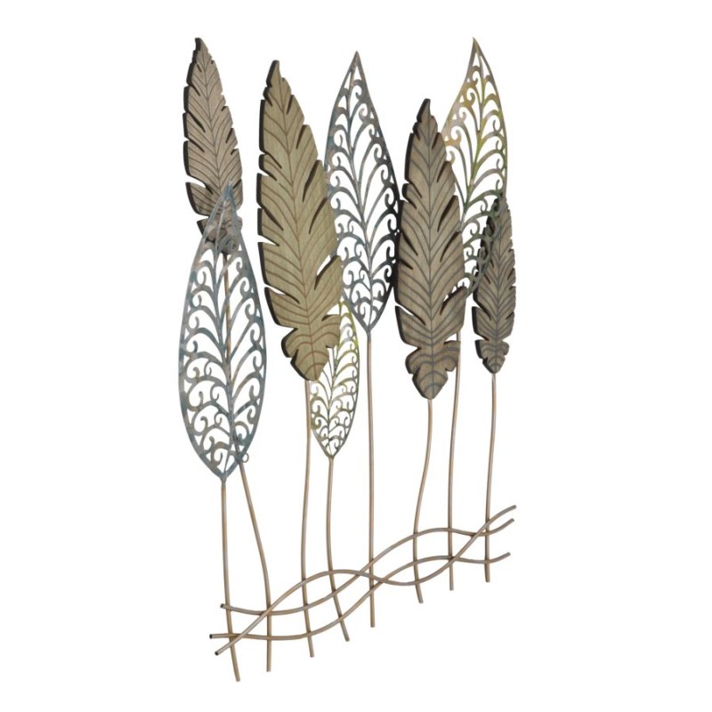 Decoración mural de hoja metálica – Modelo Foglie C – 75x87 cm – Estilo botánico industrial