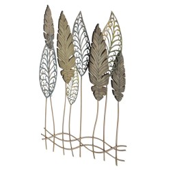 Decoración mural de hoja metálica – Modelo Foglie C – 75x87 cm – Estilo botánico industrial