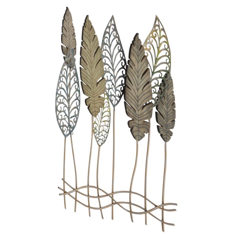 Decoración mural de hoja metálica – Modelo Foglie C – 75x87 cm – Estilo botánico industrial