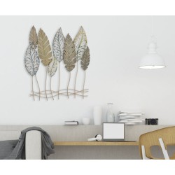 Decoración mural de hoja metálica – Modelo Foglie C – 75x87 cm – Estilo botánico industrial