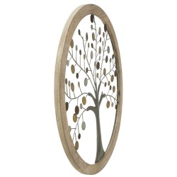 Panel de pared con espejo Árbol de la Vida – Ø61 cm – Estilo glamuroso, elegante y luminoso