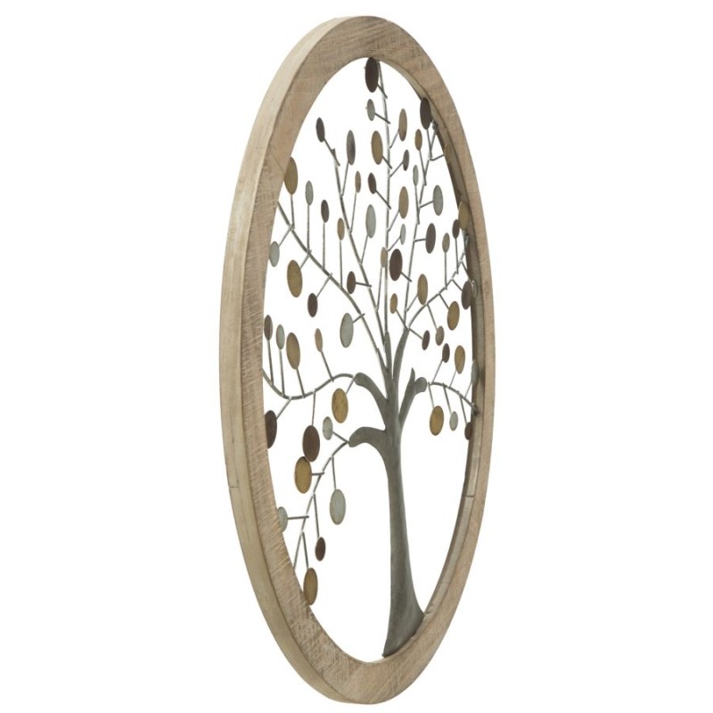 Panel de pared con espejo Árbol de la Vida – Ø61 cm – Estilo glamuroso, elegante y luminoso