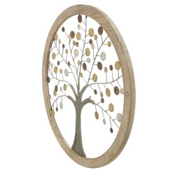 Panel de pared con espejo Árbol de la Vida – Ø61 cm – Estilo glamuroso, elegante y luminoso