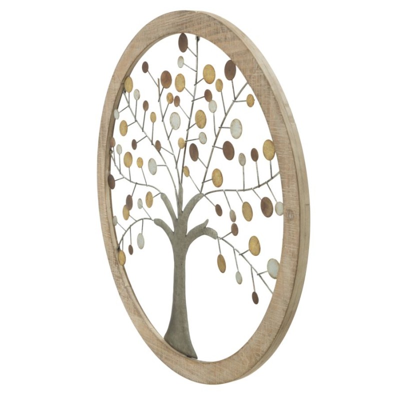Panel de pared con espejo Árbol de la Vida – Ø61 cm – Estilo glamuroso, elegante y luminoso