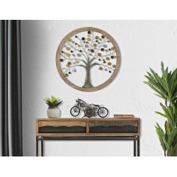 Panel de pared con espejo Árbol de la Vida – Ø61 cm – Estilo glamuroso, elegante y luminoso