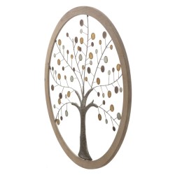 Panel de pared con espejo Árbol de la Vida – Ø80 cm – Decoración de pared elegante y espiritual
