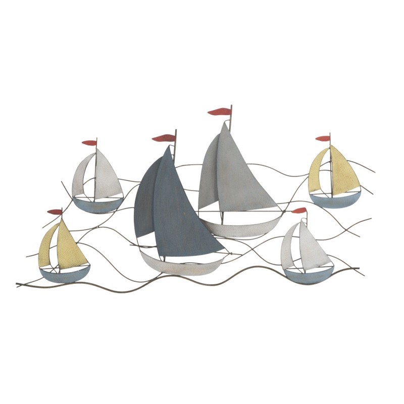 Decoración mural metálica con temática marina – 114x62 cm – Ambiente náutico y relajante