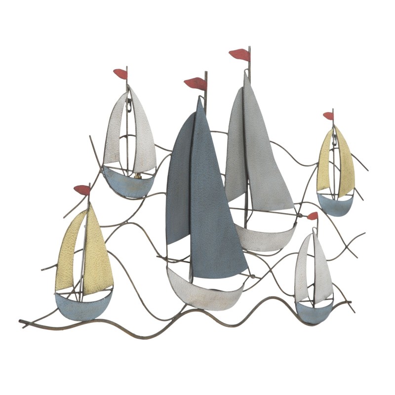 Decoración mural metálica con temática marina – 114x62 cm – Ambiente náutico y relajante