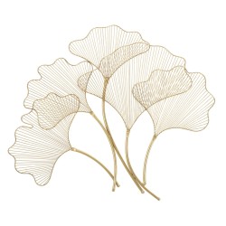 Panel mural Glam Leaf en hierro – 79x68 cm – Refinado follaje dorado