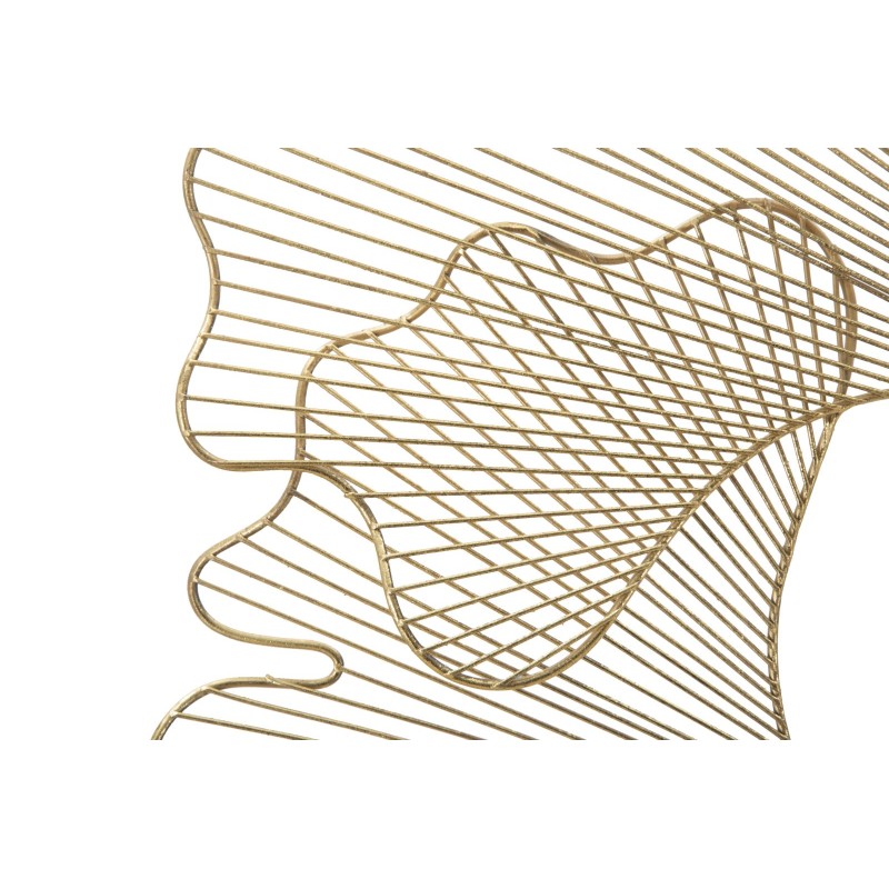 Panel mural Glam Leaf en hierro – 79x68 cm – Refinado follaje dorado