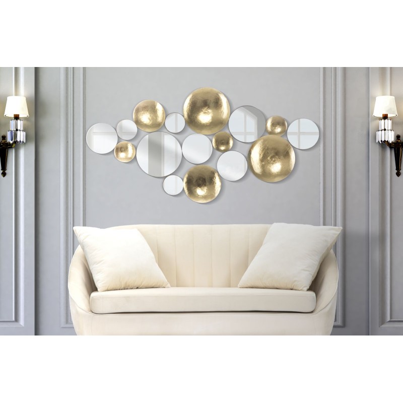 Espejo de pared Glamour Gold – 118x60 cm – Panel decorativo elegante y moderno