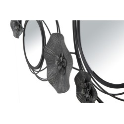 Panel mural con espejos redondos oscuros – 117x49 cm – Elegancia moderna