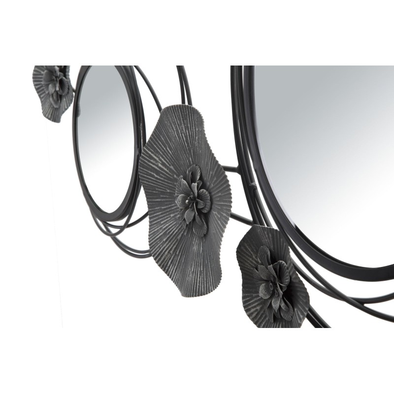 Panel mural con espejos redondos oscuros – 117x49 cm – Elegancia moderna