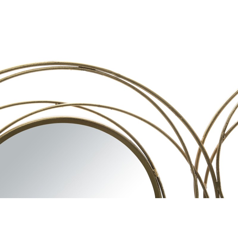 Panel de pared con espejos redondos dorados – 124x53 cm – Estilo glamuroso y chic