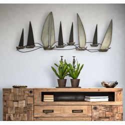 Panel mural de hierro Regata – 119x51 cm – Decoración industrial refinada