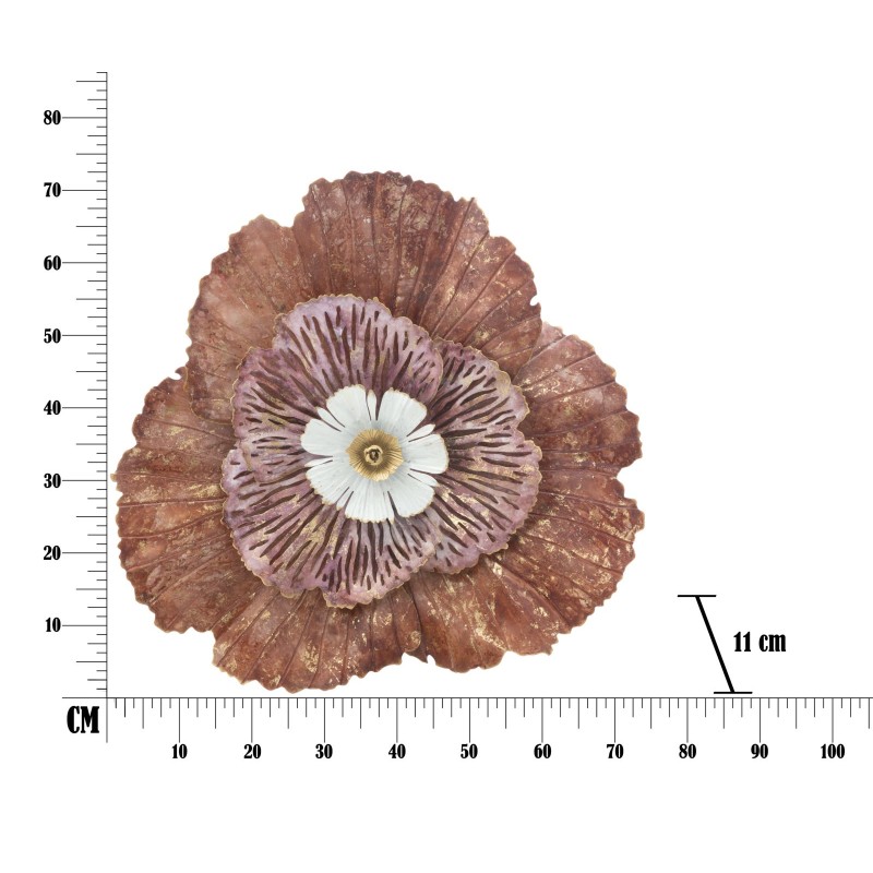 Panel de pared Bunga de hierro – 73x72 cm – Elegante flor metálica glamurosa