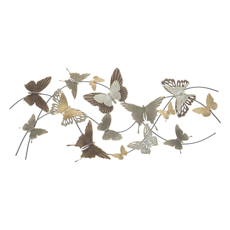 Panel de pared de hierro forjado con diseño de mariposas – 118x52 cm – Mariposas doradas glamurosas