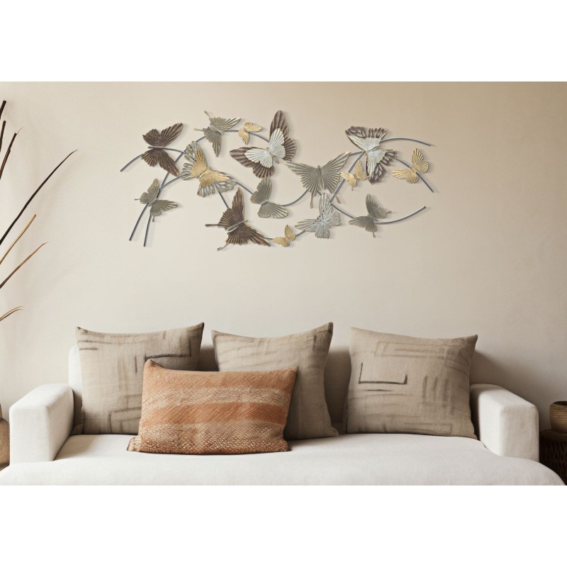 Panel de pared de hierro forjado con diseño de mariposas – 118x52 cm – Mariposas doradas glamurosas