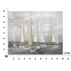 Cuadro decorativo de barco dorado – 100x80 cm – Pintura glamurosa, brillante y refinada