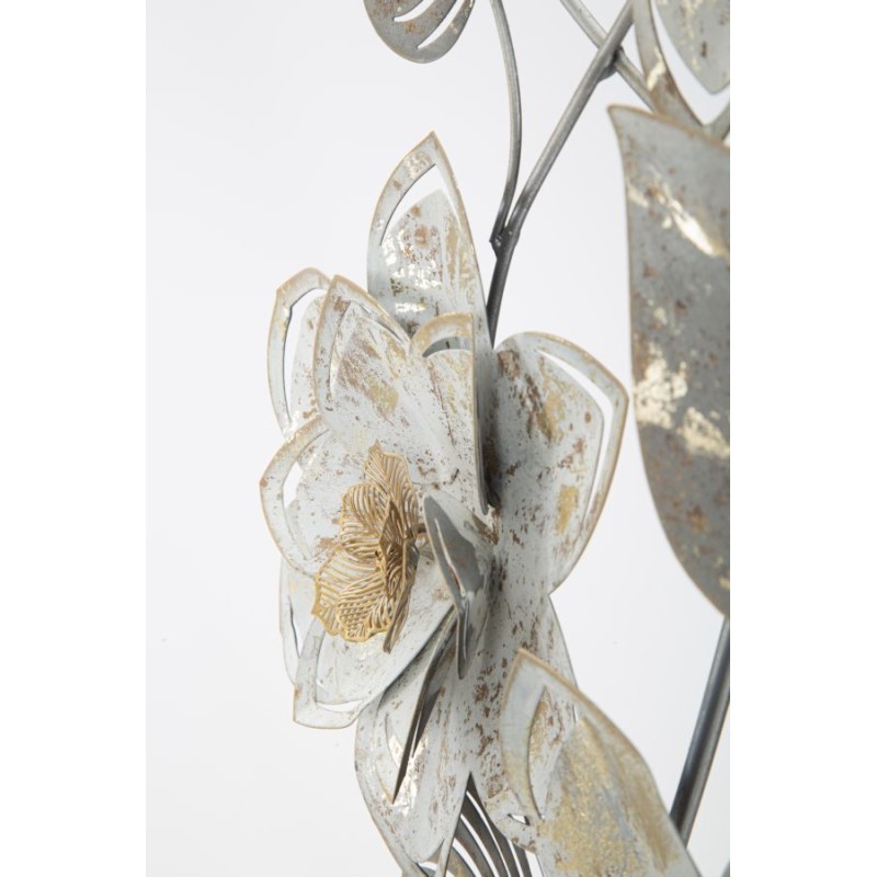 Panel de pared de hierro forjado ártico – 39x67 cm – Elegante estampado floral Glam