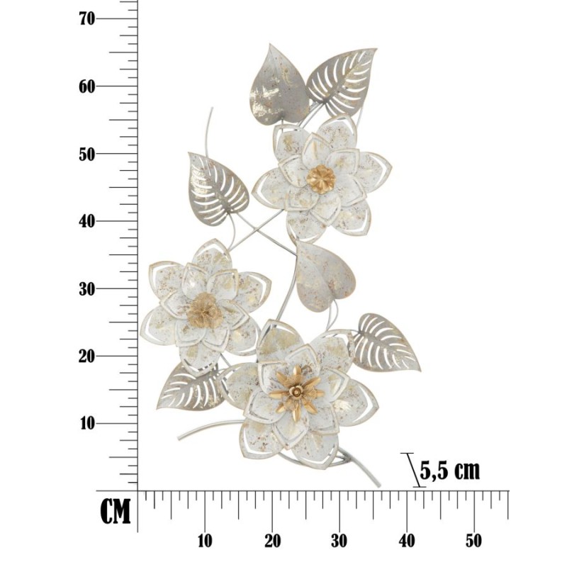 Panel de pared de hierro forjado ártico – 39x67 cm – Elegante estampado floral Glam