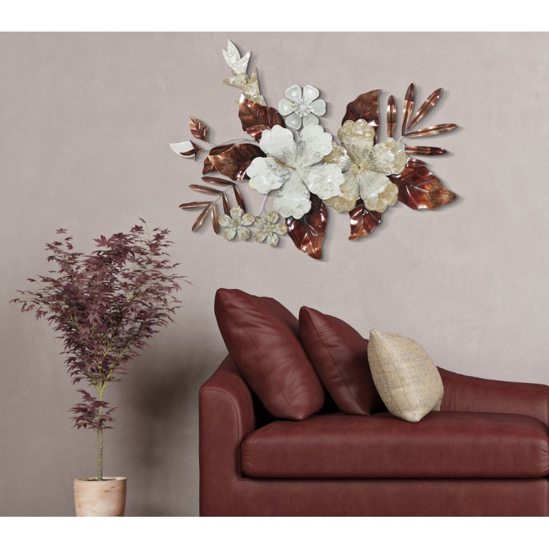 Letrero de pared de hierro Ramo – 83x55 cm – Flor metálica elegante y refinada