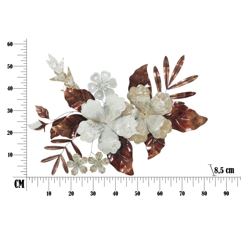 Letrero de pared de hierro Ramo – 83x55 cm – Flor metálica elegante y refinada