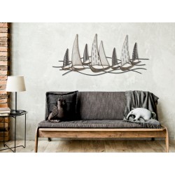 Panel mural de hierro Regata – 100x44 cm – Estilo náutico industrial