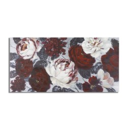 Cuadro decorativo hecho a mano con flores blancas y rojas – 120x60 cm – Pintura floral glamurosa