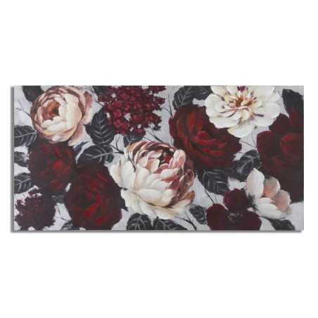 Cuadro artesanal con flores blancas y rojas – 150x76 cm – Efecto luminoso y glamuroso
