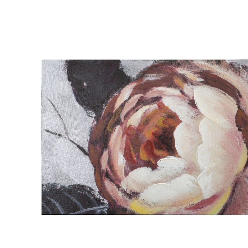 Cuadro artesanal con flores blancas y rojas – 150x76 cm – Efecto luminoso y glamuroso