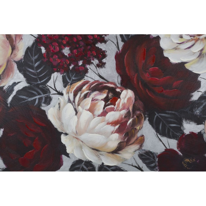 Cuadro artesanal con flores blancas y rojas – 150x76 cm – Efecto luminoso y glamuroso