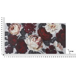 Cuadro artesanal con flores blancas y rojas – 150x76 cm – Efecto luminoso y glamuroso