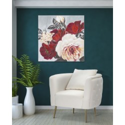 Cuadro floral cuadrado hecho a mano – 90x90 cm – Elegante decoración pintada a mano